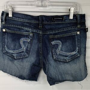 Rock & Republic women’s Y2K low rise bling pocket cut off R pocket Denim Shorts